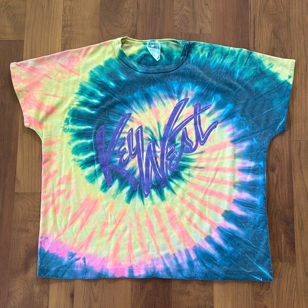 Sparta Surf Tie Die Crop Top Key West Florida Souvenir T Shirt